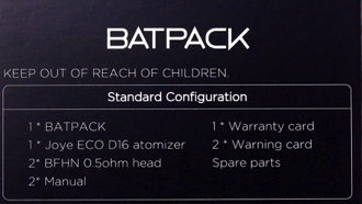 Joyetech Batpack Mod AA Battery E-Cig Box Contents